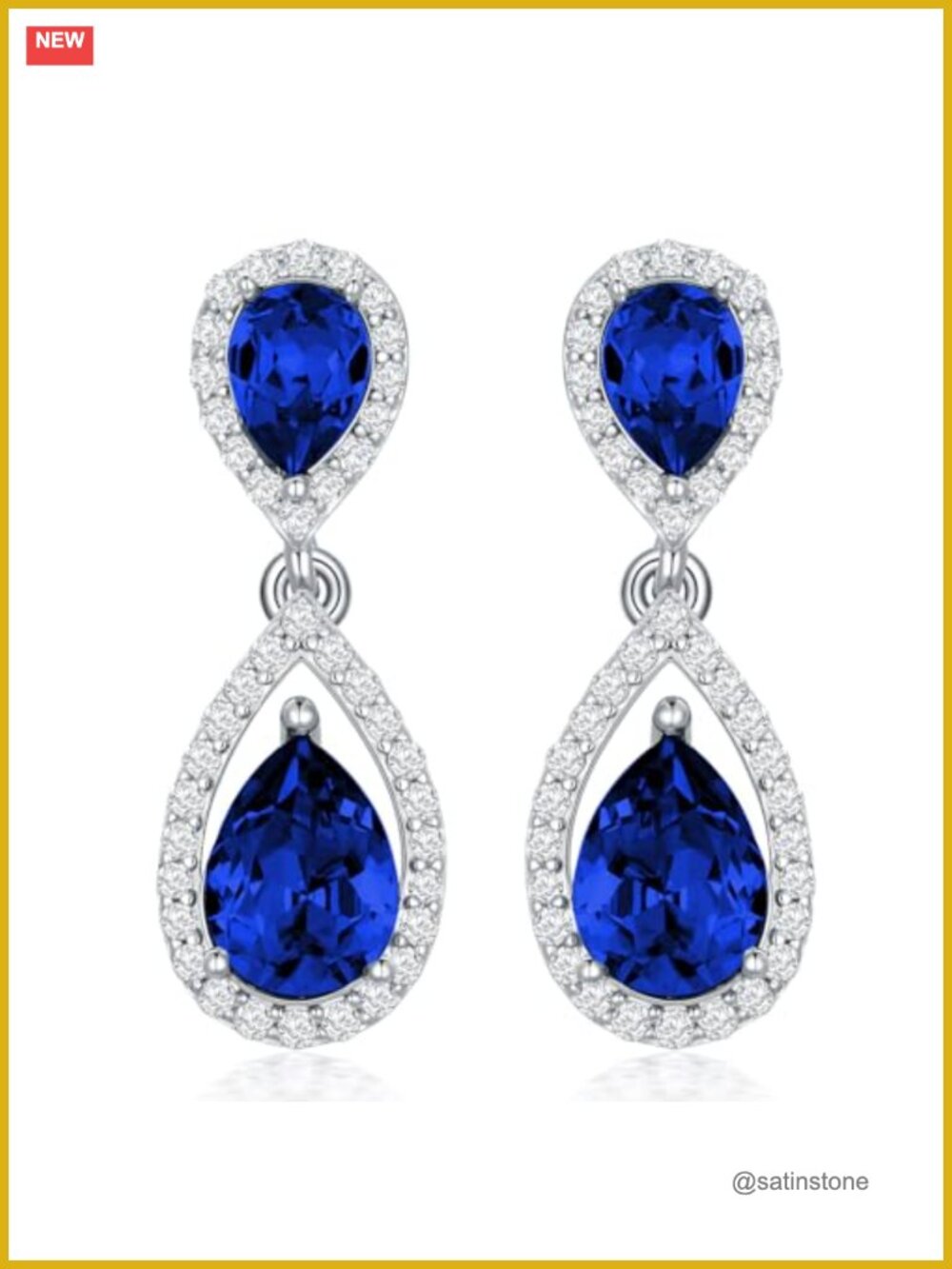Sterling Silver Birthstone Dangle Earring Studs for Women Teardrop Moissanite